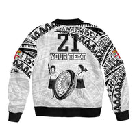 Custom Fiji Rugby Pacific Bomber Jacket Polynesian Palm Tattoo LT9 - Polynesian Pride