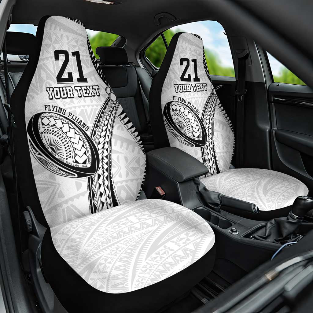 Custom Fiji Rugby Pacific Car Seat Cover Polynesian Palm Tattoo LT9 One Size White - Polynesian Pride