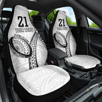 Custom Fiji Rugby Pacific Car Seat Cover Polynesian Palm Tattoo LT9 One Size White - Polynesian Pride