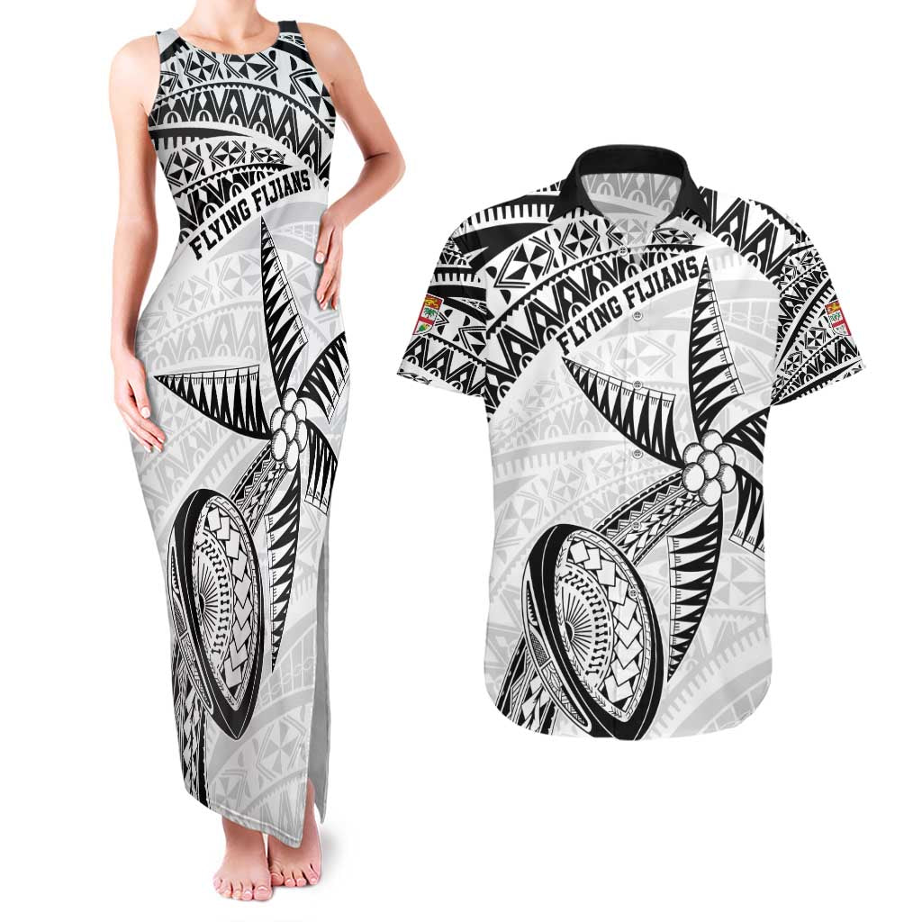 Custom Fiji Rugby Pacific Couples Matching Tank Maxi Dress and Hawaiian Shirt Polynesian Palm Tattoo