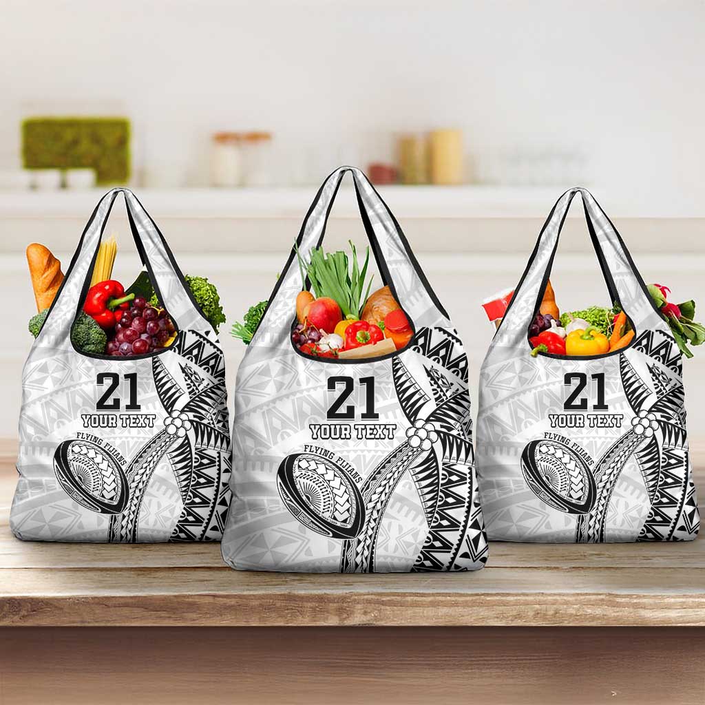 Custom Fiji Rugby Pacific Grocery Bag Polynesian Palm Tattoo LT9 3-pack One Size White - Polynesian Pride