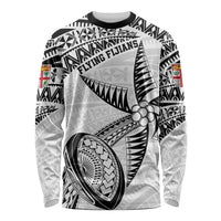 Custom Fiji Rugby Pacific Long Sleeve Shirt Polynesian Palm Tattoo LT9 Unisex White - Polynesian Pride