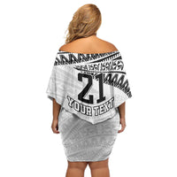 Custom Fiji Rugby Pacific Off Shoulder Short Dress Polynesian Palm Tattoo LT9 - Polynesian Pride