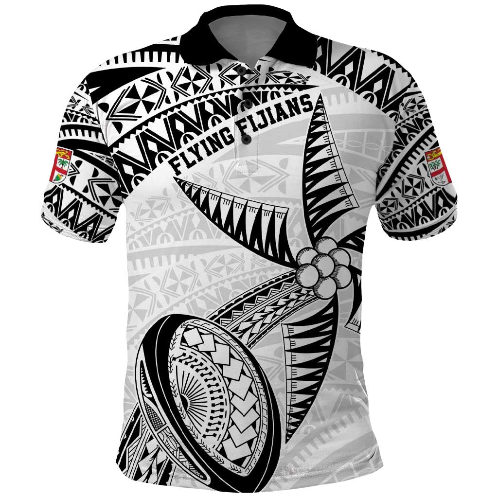 Custom Fiji Rugby Pacific Polo Shirt Polynesian Palm Tattoo LT9 White - Polynesian Pride