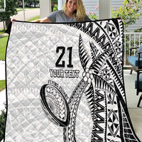 Custom Fiji Rugby Pacific Quilt Polynesian Palm Tattoo LT9 White - Polynesian Pride