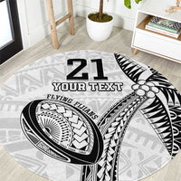 Custom Fiji Rugby Pacific Round Carpet Polynesian Palm Tattoo LT9 White - Polynesian Pride