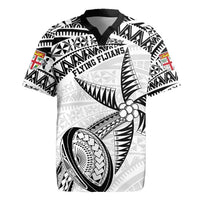 Custom Fiji Rugby Pacific Rugby Jersey Polynesian Palm Tattoo LT9 White - Polynesian Pride