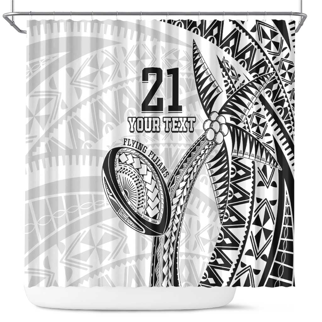 Custom Fiji Rugby Pacific Shower Curtain Polynesian Palm Tattoo LT9 White - Polynesian Pride