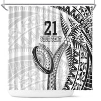 Custom Fiji Rugby Pacific Shower Curtain Polynesian Palm Tattoo LT9 White - Polynesian Pride