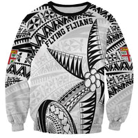 Custom Fiji Rugby Pacific Sweatshirt Polynesian Palm Tattoo LT9 Unisex White - Polynesian Pride
