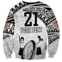 Custom Fiji Rugby Pacific Sweatshirt Polynesian Palm Tattoo LT9 - Polynesian Pride