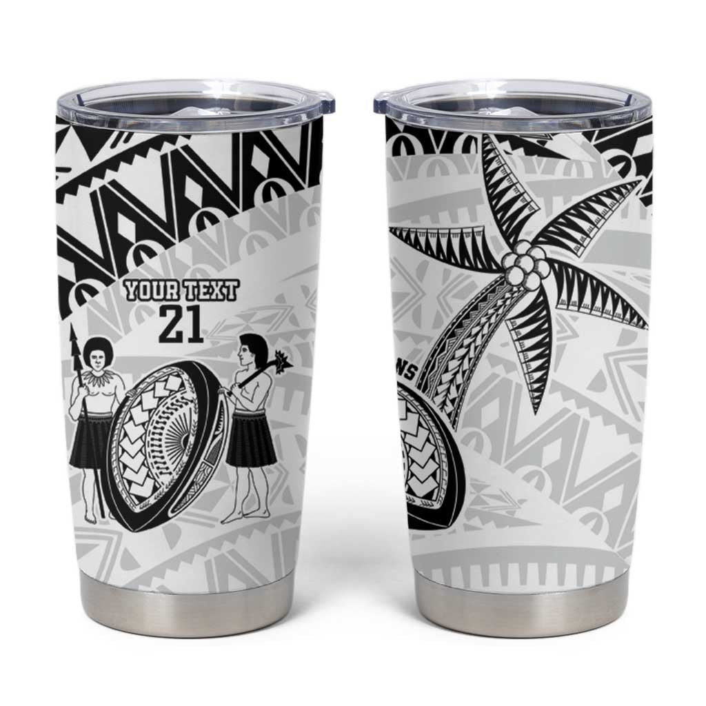 Custom Fiji Rugby Pacific Tumbler Cup Polynesian Palm Tattoo LT9 White - Polynesian Pride