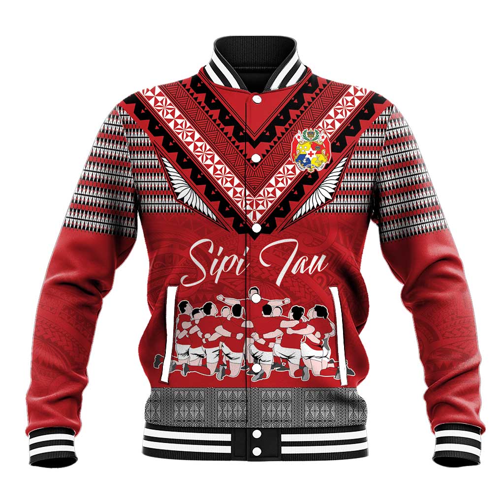 Personalised Tonga Rugby Pacific Baseball Jacket Ikale Tahi Sipi Tau LT9 Unisex Red - Polynesian Pride