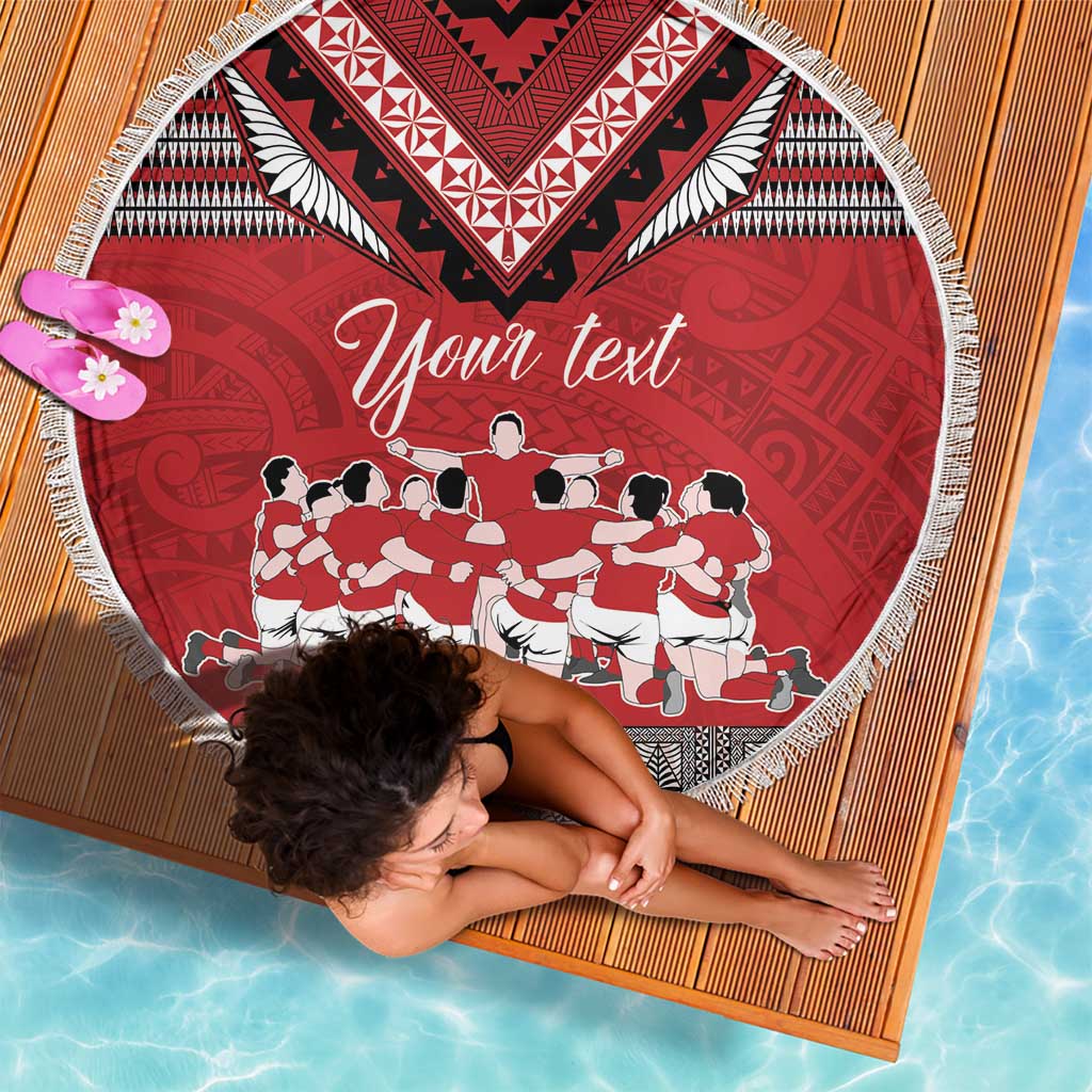 Personalised Tonga Rugby Pacific Beach Blanket Ikale Tahi Sipi Tau LT9 - Polynesian Pride