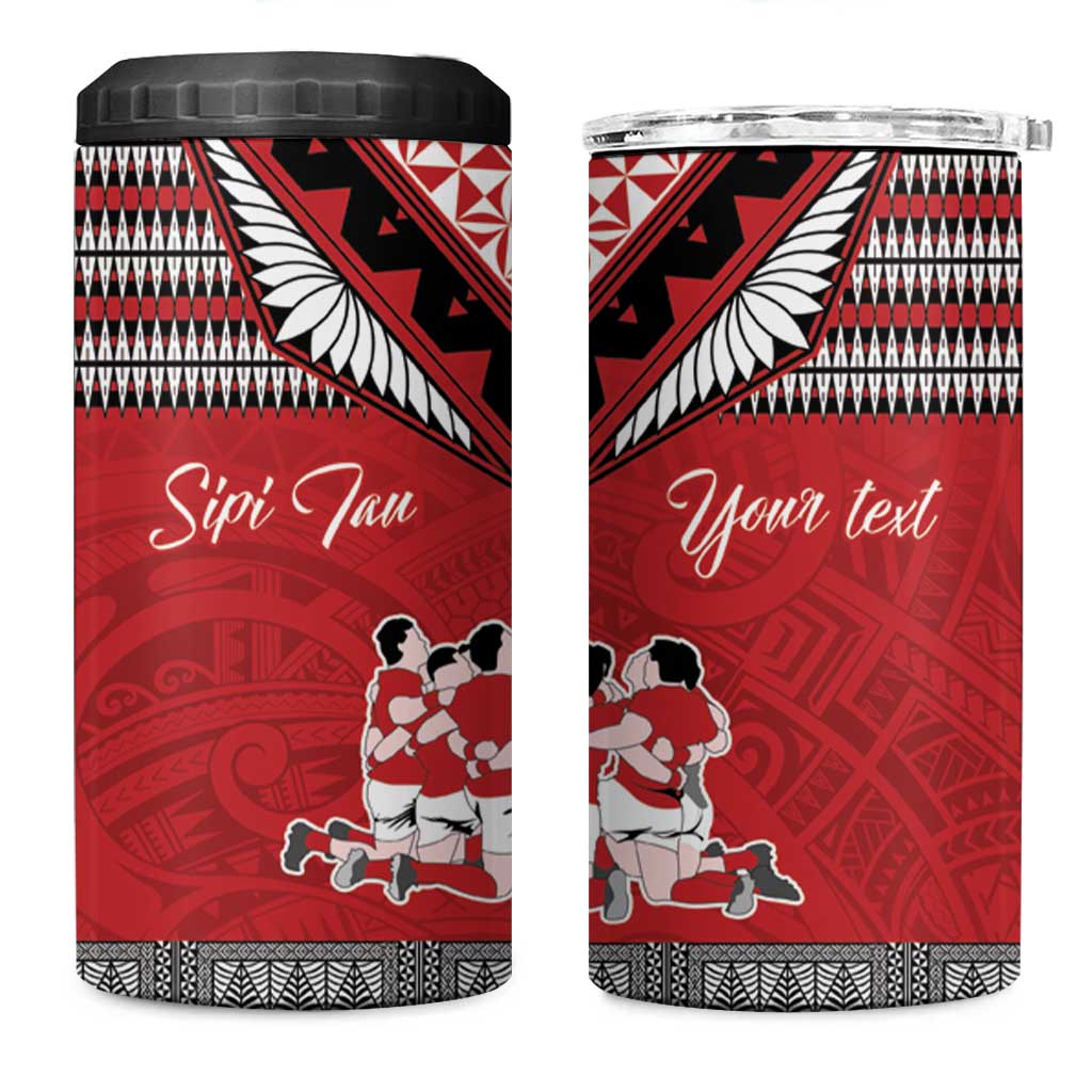 Personalised Tonga Rugby Pacific 4 in 1 Can Cooler Tumbler Ikale Tahi Sipi Tau LT9 One Size: 16 oz Red - Polynesian Pride