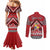 Personalised Tonga Rugby Pacific Couples Matching Mermaid Dress and Long Sleeve Button Shirt Ikale Tahi Sipi Tau