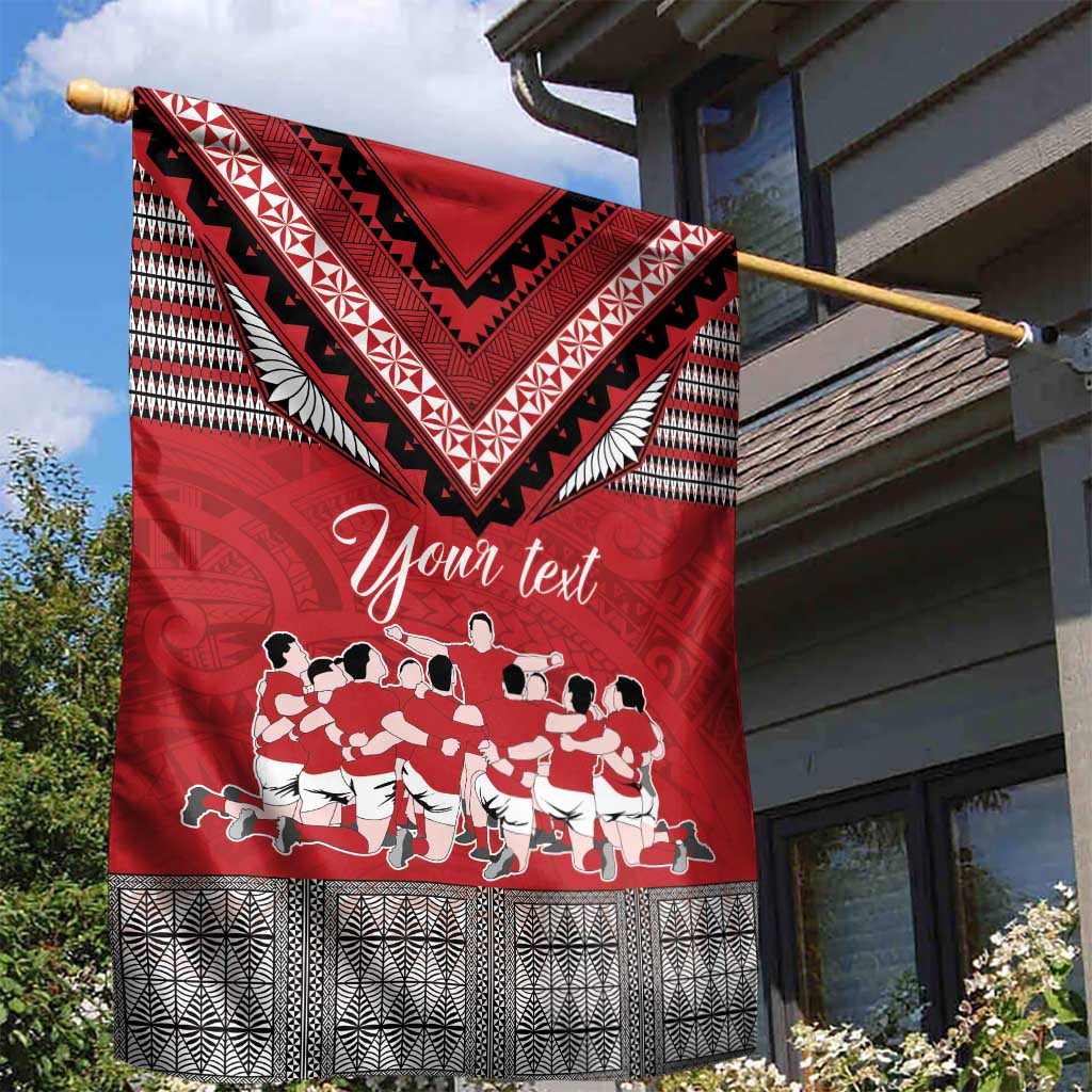 Personalised Tonga Rugby Pacific Garden Flag Ikale Tahi Sipi Tau LT9 - Polynesian Pride