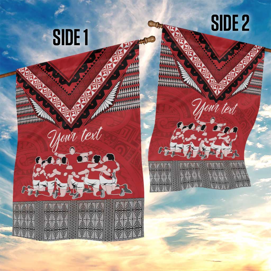 Personalised Tonga Rugby Pacific Garden Flag Ikale Tahi Sipi Tau LT9 - Polynesian Pride