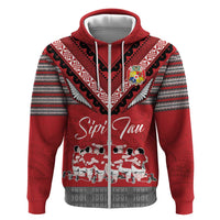 Personalised Tonga Rugby Pacific Hoodie Ikale Tahi Sipi Tau LT9 Zip Hoodie Red - Polynesian Pride