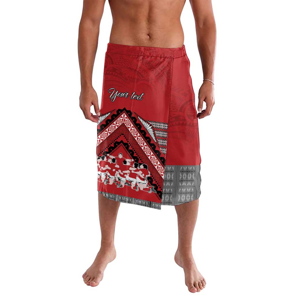 Personalised Tonga Rugby Pacific Lavalava Ikale Tahi Sipi Tau LT9 Red - Polynesian Pride