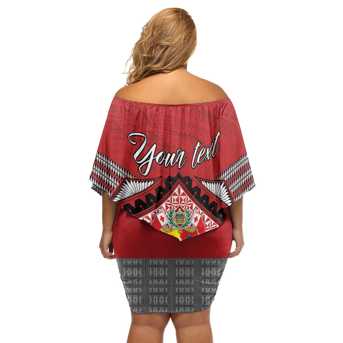 Personalised Tonga Rugby Pacific Off Shoulder Short Dress Ikale Tahi Sipi Tau LT9 - Polynesian Pride