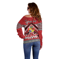 Personalised Tonga Rugby Pacific Off Shoulder Sweater Ikale Tahi Sipi Tau LT9 - Polynesian Pride