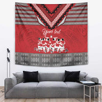 Personalised Tonga Rugby Pacific Tapestry Ikale Tahi Sipi Tau LT9 Red - Polynesian Pride