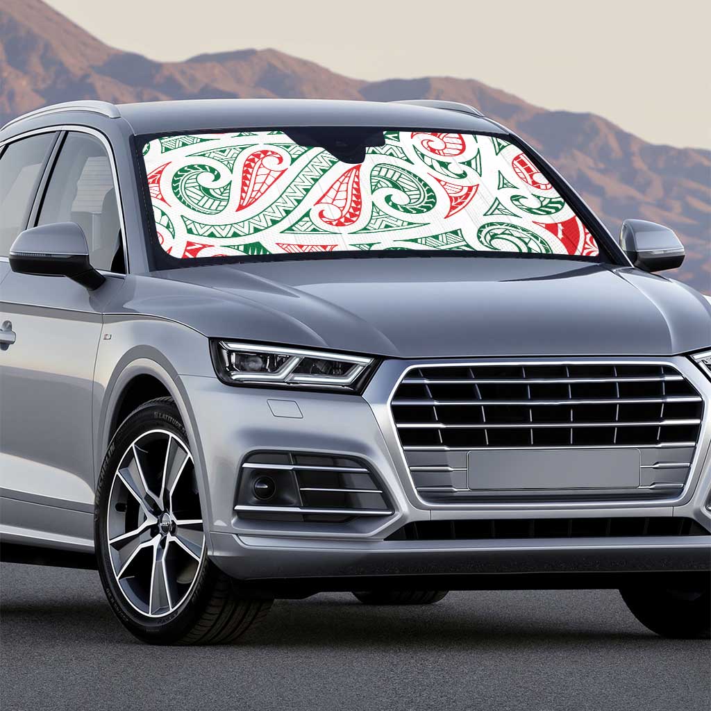 New Zealand Kowhaiwhai Christmas Auto Sun Shade Traditional Maori Koru Pattern LT9 - Polynesian Pride