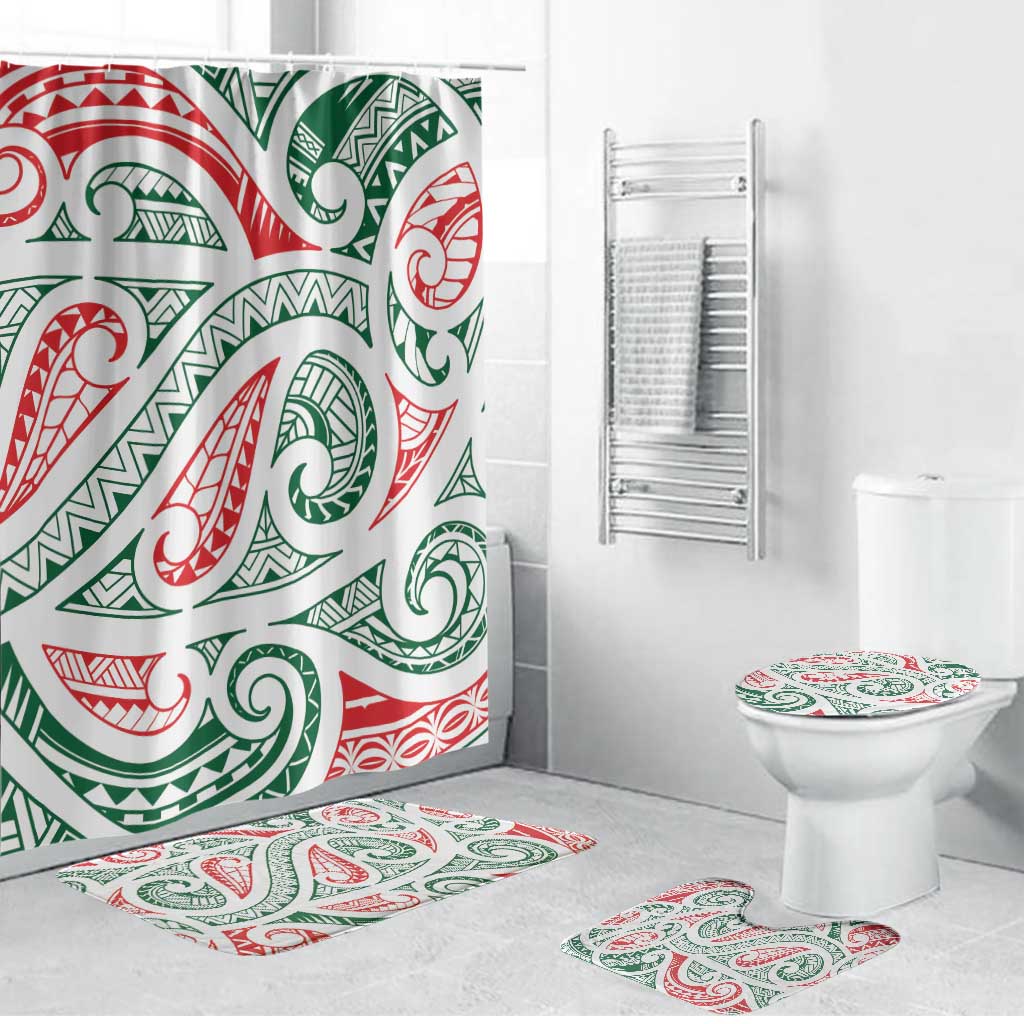 New Zealand Kowhaiwhai Christmas Bathroom Set Traditional Maori Koru Pattern LT9 Bathroom Set (4 pcs) White - Polynesian Pride