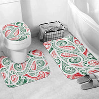 New Zealand Kowhaiwhai Christmas Bathroom Set Traditional Maori Koru Pattern LT9 Mat Set Only (3 pcs) One Size White - Polynesian Pride