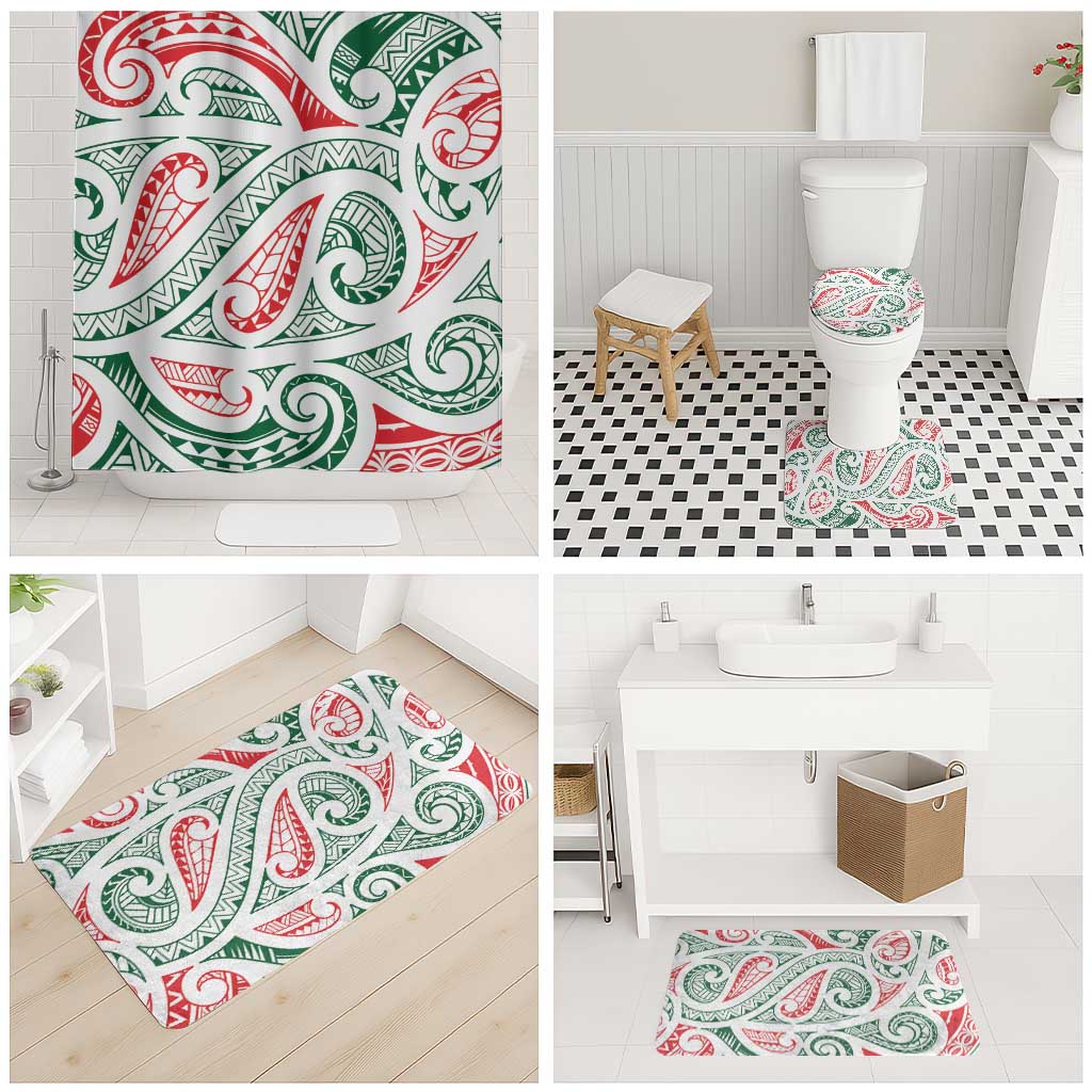 New Zealand Kowhaiwhai Christmas Bathroom Set Traditional Maori Koru Pattern LT9 - Polynesian Pride