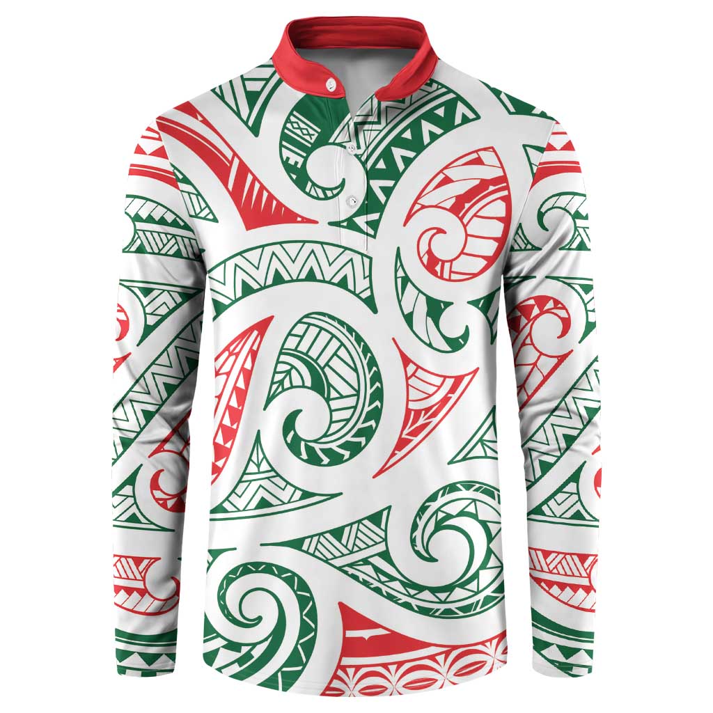 New Zealand Kowhaiwhai Christmas Button Sweatshirt Traditional Maori Koru Pattern LT9 White - Polynesian Pride