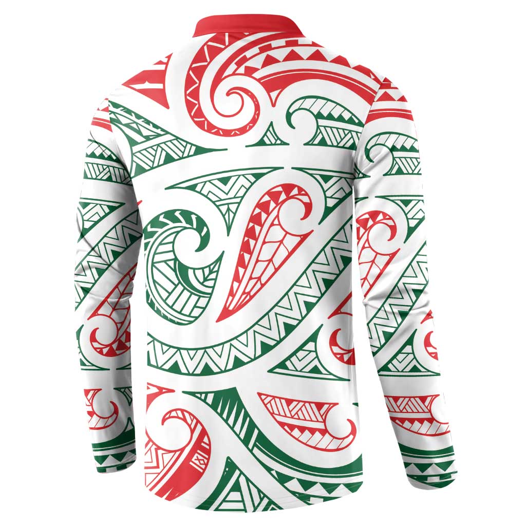 New Zealand Kowhaiwhai Christmas Button Sweatshirt Traditional Maori Koru Pattern LT9 - Polynesian Pride