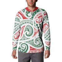 New Zealand Kowhaiwhai Christmas Button Sweatshirt Traditional Maori Koru Pattern LT9 - Polynesian Pride