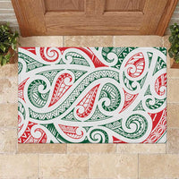 New Zealand Kowhaiwhai Christmas Rubber Doormat Traditional Maori Koru Pattern LT9 White - Polynesian Pride