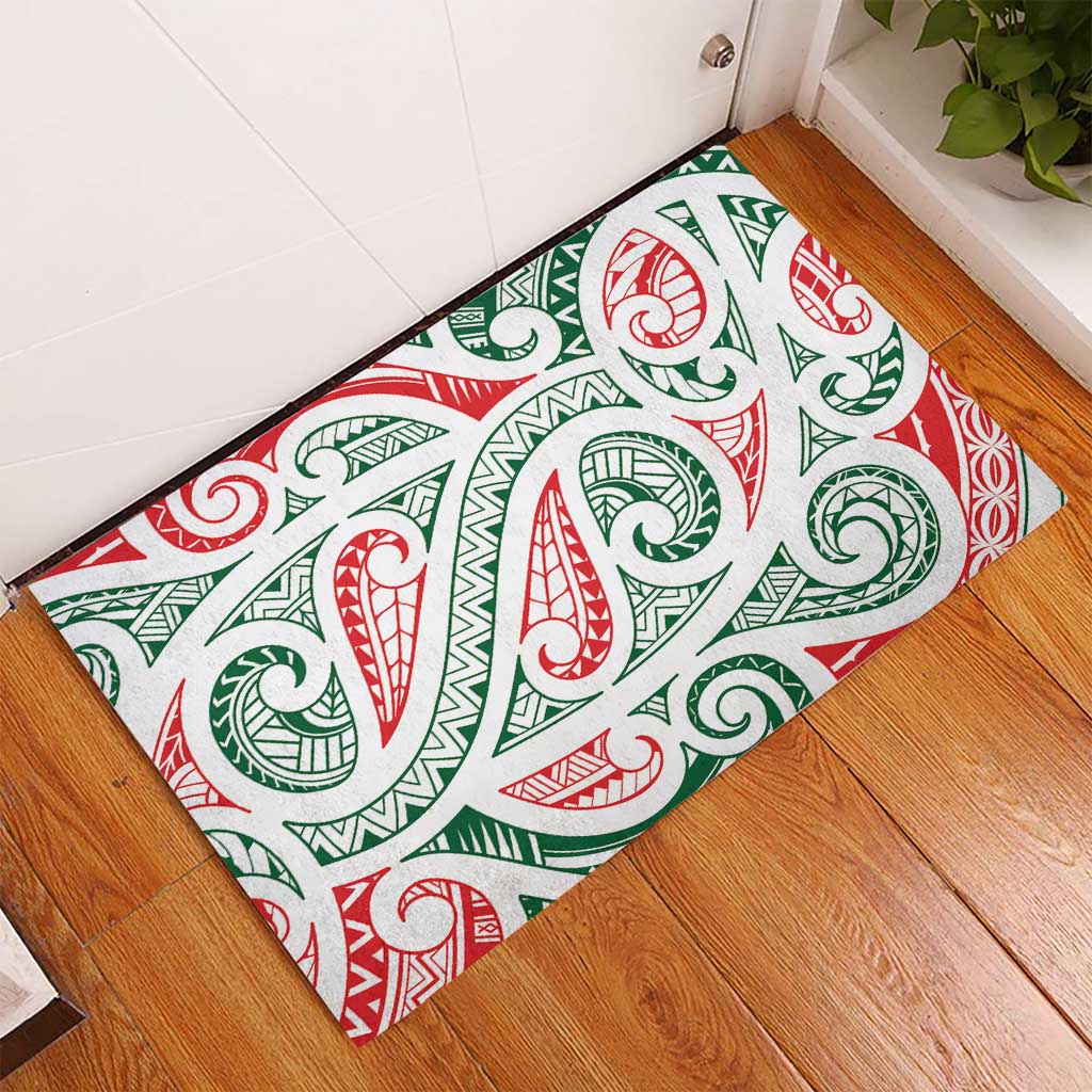 New Zealand Kowhaiwhai Christmas Rubber Doormat Traditional Maori Koru Pattern LT9 - Polynesian Pride