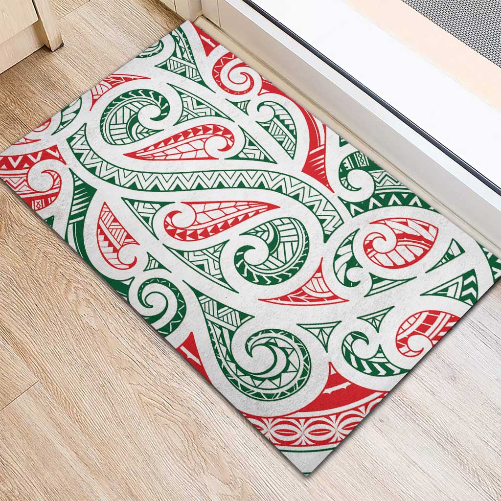 New Zealand Kowhaiwhai Christmas Rubber Doormat Traditional Maori Koru Pattern LT9 - Polynesian Pride