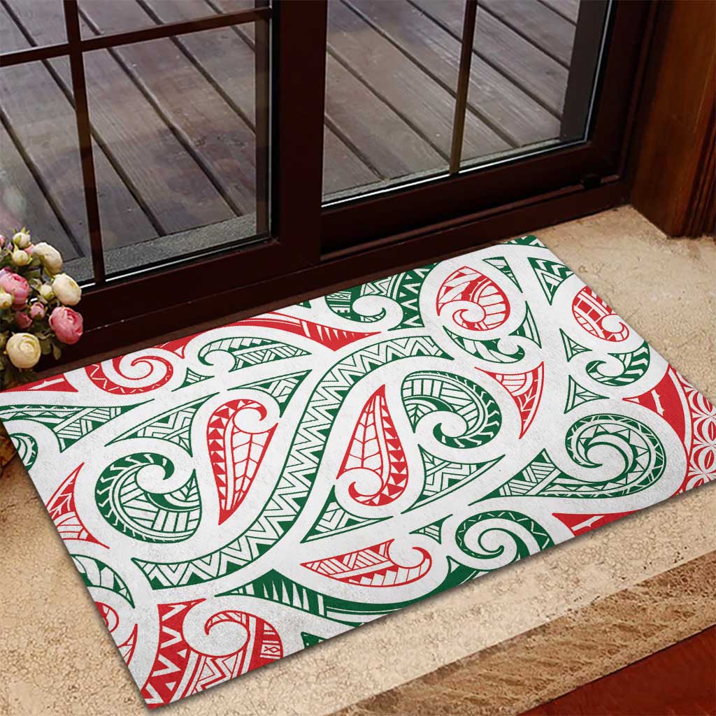 New Zealand Kowhaiwhai Christmas Rubber Doormat Traditional Maori Koru Pattern LT9 - Polynesian Pride