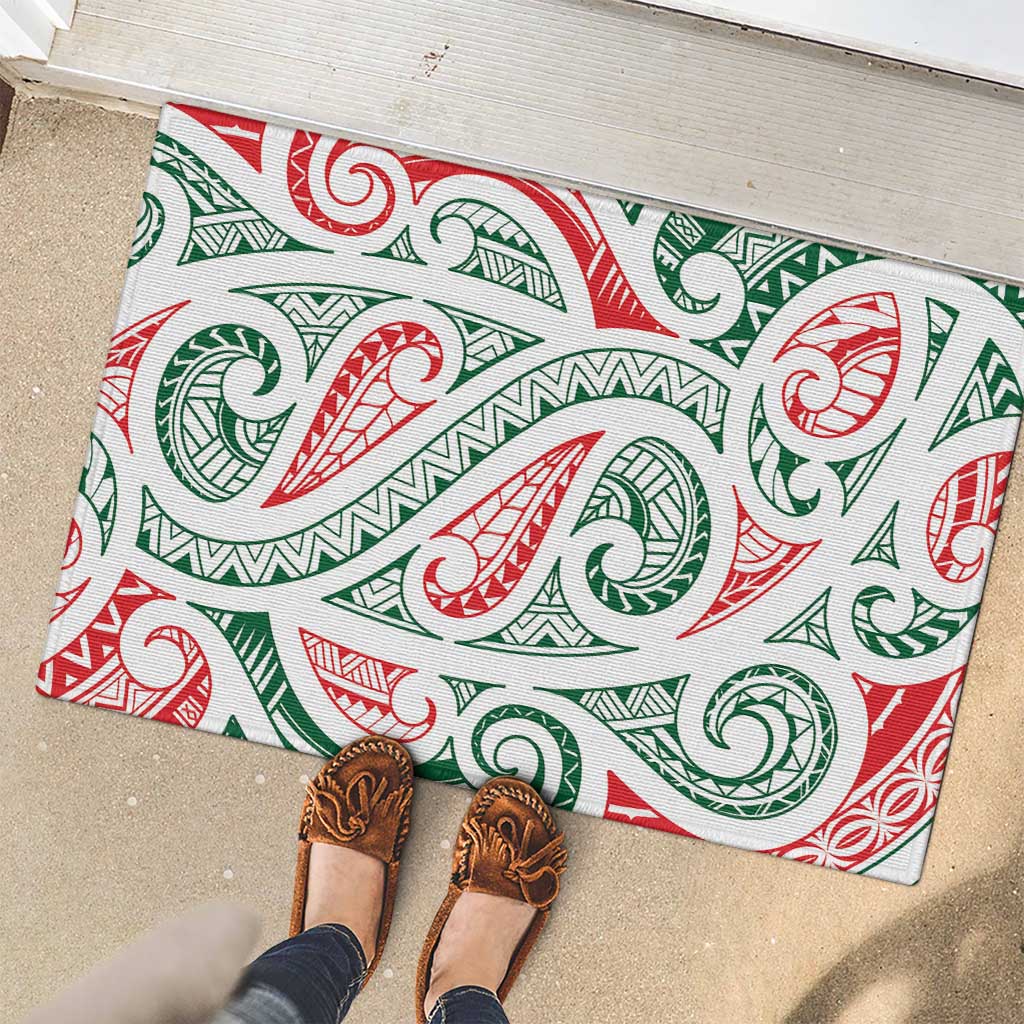 New Zealand Kowhaiwhai Christmas Rubber Doormat Traditional Maori Koru Pattern LT9 - Polynesian Pride