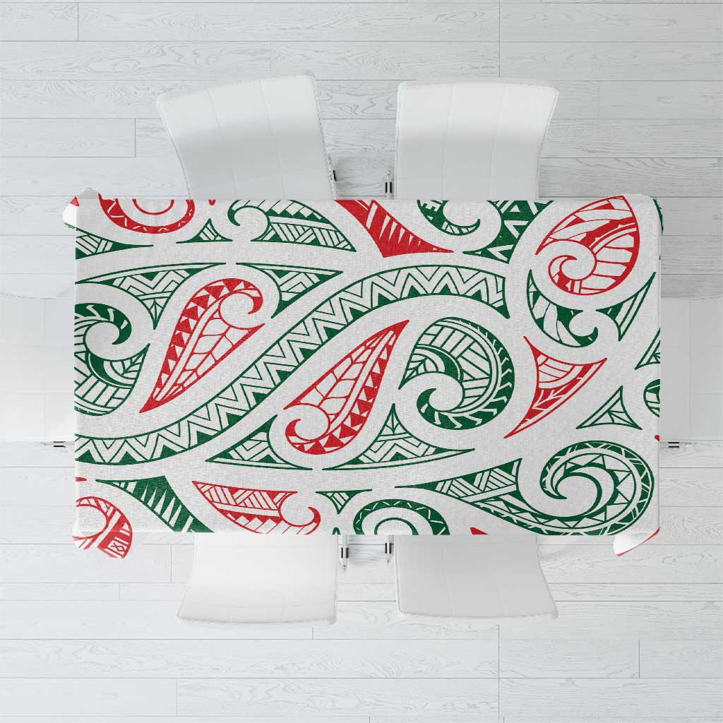 New Zealand Kowhaiwhai Christmas Tablecloth Traditional Maori Koru Pattern LT9 White - Polynesian Pride
