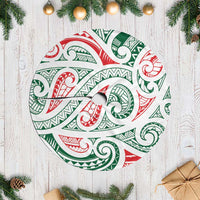 New Zealand Kowhaiwhai Christmas Tree Skirt Traditional Maori Koru Pattern LT9 Casual White - Polynesian Pride