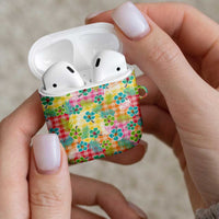 Hawaiian Palaka AirPods Case Hibiscus Palm Leaf Pattern LT9 - Polynesian Pride
