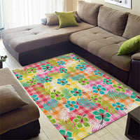 Hawaiian Palaka Area Rug Hibiscus Palm Leaf Pattern LT9 - Polynesian Pride