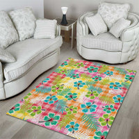 Hawaiian Palaka Area Rug Hibiscus Palm Leaf Pattern LT9 - Polynesian Pride