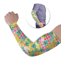 Hawaiian Palaka Arm Sleeves Hibiscus Palm Leaf Pattern LT9 Set of 2 Yellow - Polynesian Pride