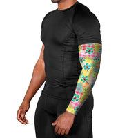 Hawaiian Palaka Arm Sleeves Hibiscus Palm Leaf Pattern LT9 - Polynesian Pride