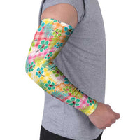 Hawaiian Palaka Arm Sleeves Hibiscus Palm Leaf Pattern LT9 - Polynesian Pride