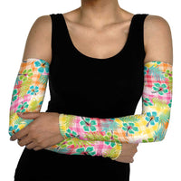 Hawaiian Palaka Arm Sleeves Hibiscus Palm Leaf Pattern LT9 - Polynesian Pride