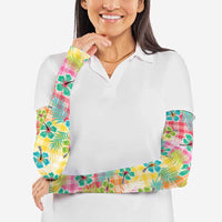 Hawaiian Palaka Arm Sleeves Hibiscus Palm Leaf Pattern LT9 - Polynesian Pride