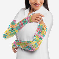 Hawaiian Palaka Arm Sleeves Hibiscus Palm Leaf Pattern LT9 - Polynesian Pride